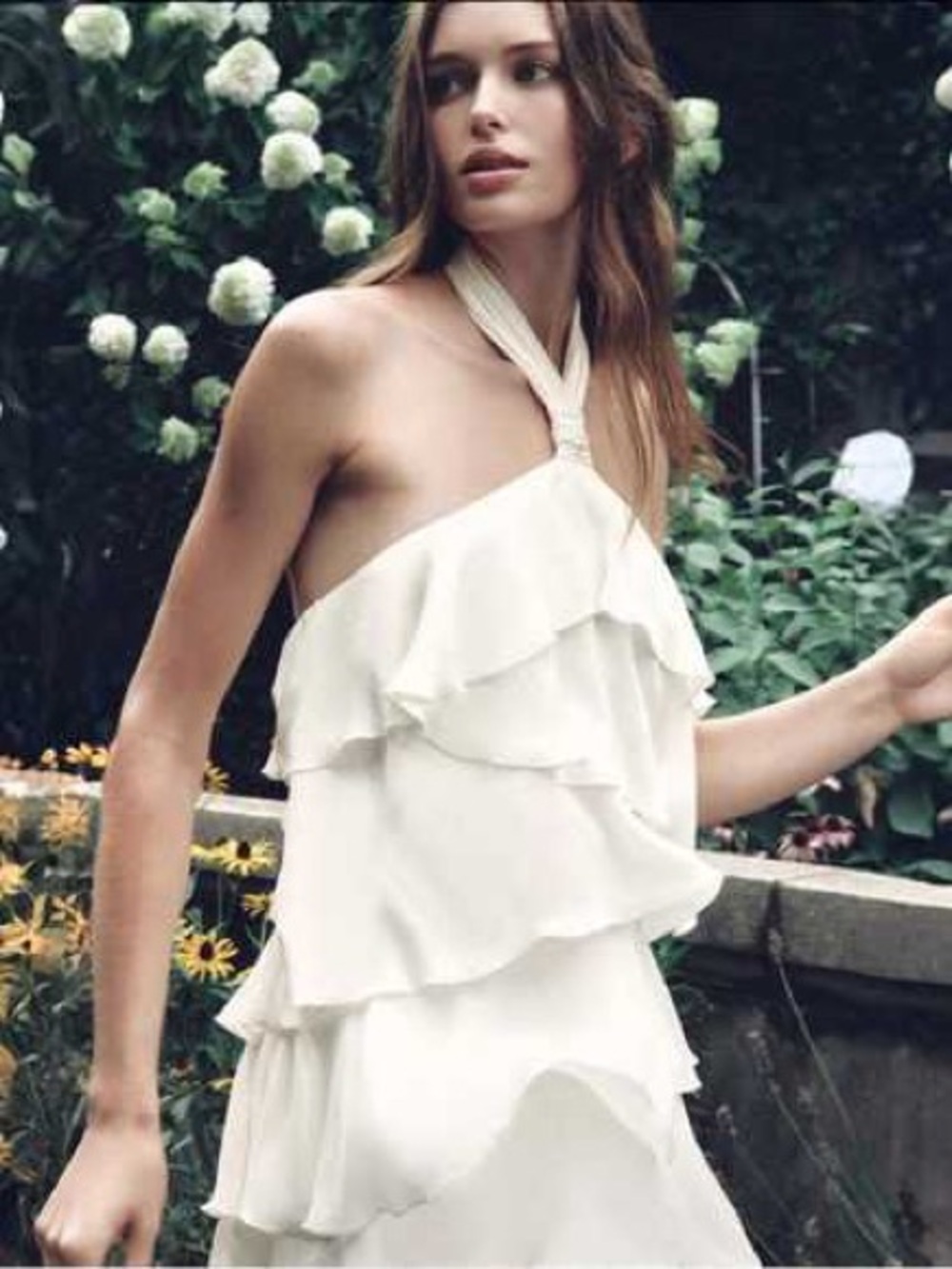 Zara Ivory Halter Ruffle Mini Dress - Picture 3 of 10